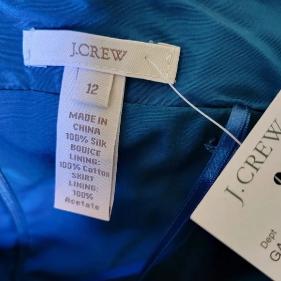 J crew 100% silk blue strapless dress size 12 NWT - Picture 7 of 7